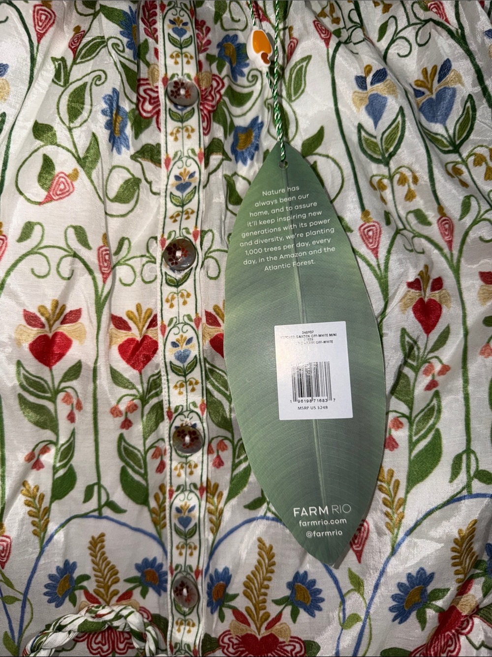 ‼️NEW Farm Rio Off-White Stitched Garden Floral Mini Dress - Picture 8 of 10